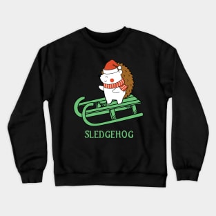 Sledgehog Funny Hedgehog Riding a Sleigh Christmas Gift Crewneck Sweatshirt